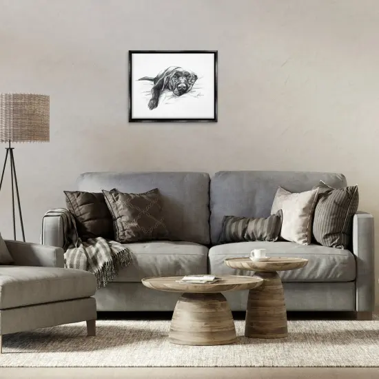 Stupell Industries Naptime Black Labrador Floater Framed Canvas Wall Art Design by Lindsay Kivi Fine Art {2}