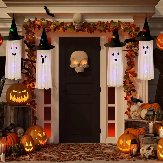 40 Inch Halloween Ghost Light Up Hanging Decor Cute Flying Ghost Party {4}