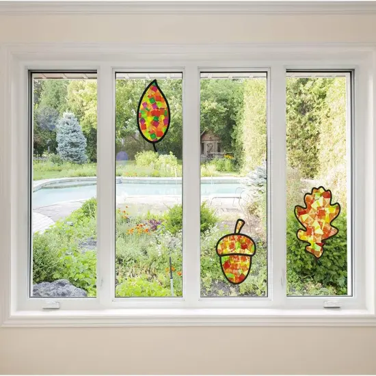 10 Pieces Fall Leaf Suncatcher Craft {2}