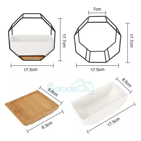 Flower Vase Hanging Planter Geometric Decor Mirrored Container with Bamboo Tray {3}