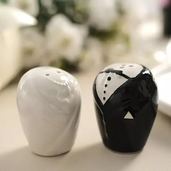 2.5" Bride & Groom Salt and Pepper Shakers {3}