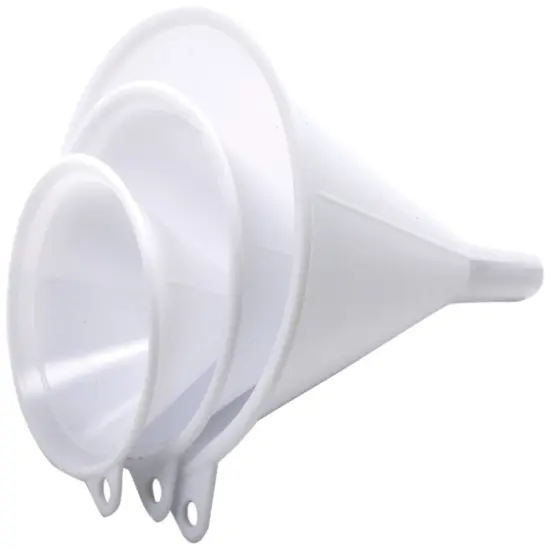 Norpro Durable Plastic Funnels, 2.5" to 4" Wide Mouth, Set of 3,White {1}