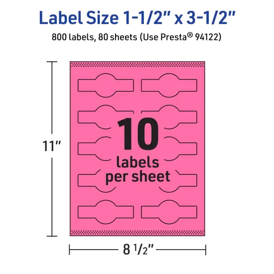 Avery Bright Pink Paper Labels, 1.5" x 3.5" Wraparound {5}