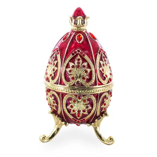 Red Royal Jeweled Inspired Imperial Easter Egg 4.5 Inches {3}