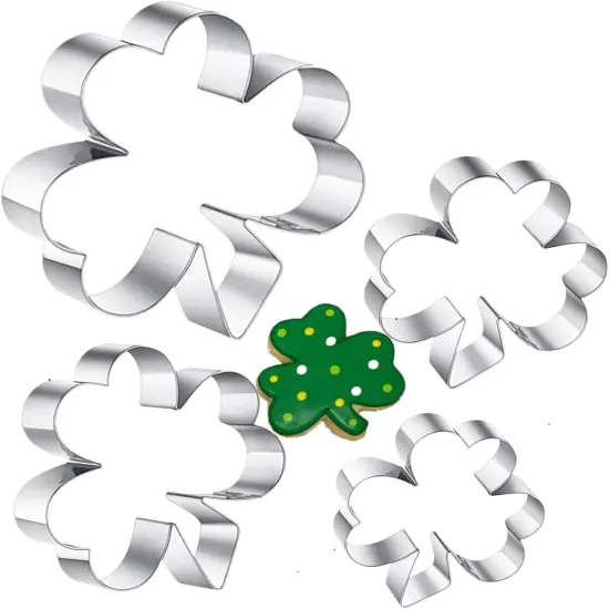 4-Piece Clover Cookie Cutter Set - Patrick's Day Shamrock 4p-clover {4}