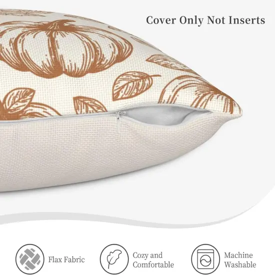 Set of 2 Fall Pumpkin Pillow Covers 20x20 inch {3}