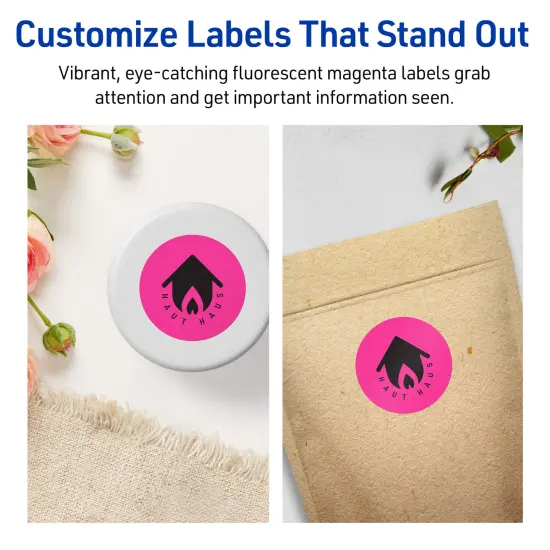 Avery Neon Magenta Paper Labels, 1-5/8" Diameter Round {3}