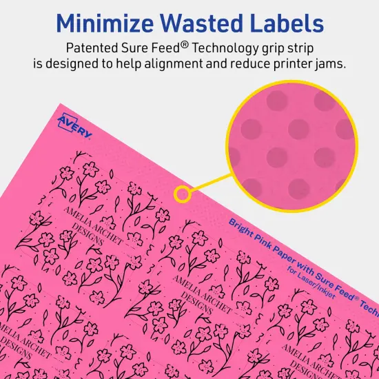 Avery Bright Pink Paper Labels, 2-1/8" x 2-1/8" Square {4}