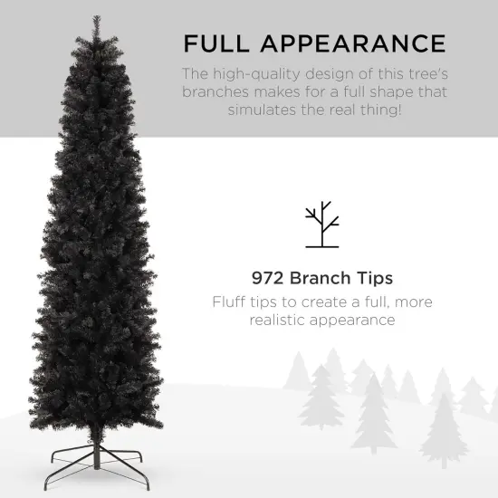 Pencil Christmas Tree Unlit Slim Artificial Tree with Foldable Base & Easy Assembly Black {5}