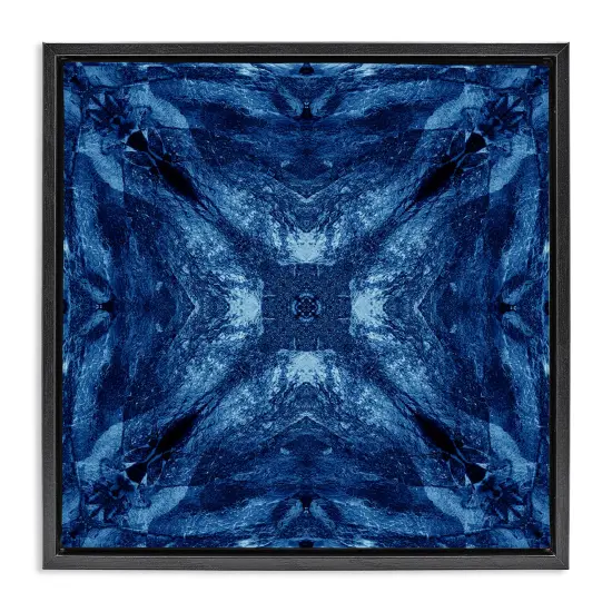 Stupell Industries Mirrored Blue Pattern Framed Floater Canvas Wall Art Design by El Perkin {1}