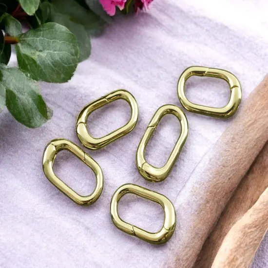 *5* 18x10x3mm 18k Gold Plated Oval Spring Ring Clasps {2}