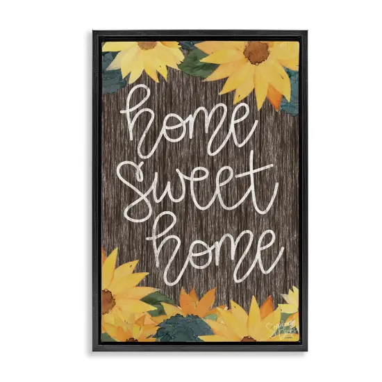 Stupell Industries Floral Welcome Phrase Framed Floater Canvas Wall Art Design by Stephanie Dicks {1}