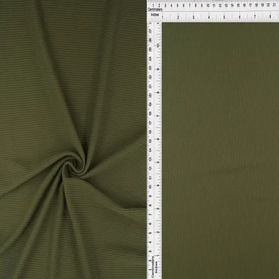 1 Yard 2x1 Yummy Rib Solid Stretch Knit Fabric, Soft Flexible Texture 58/60" Wide OLIVE VINTAGE {1}