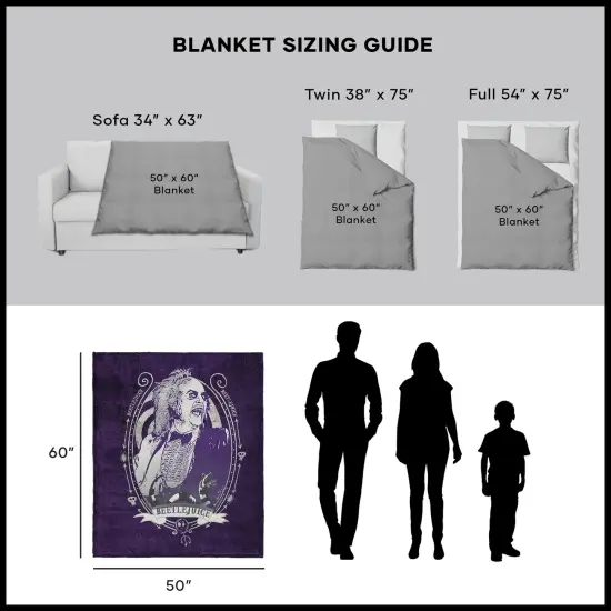 Warner Brothers Beetlejuice Silk Touch Sherpa Throw Blanket Big Dark Room {6}