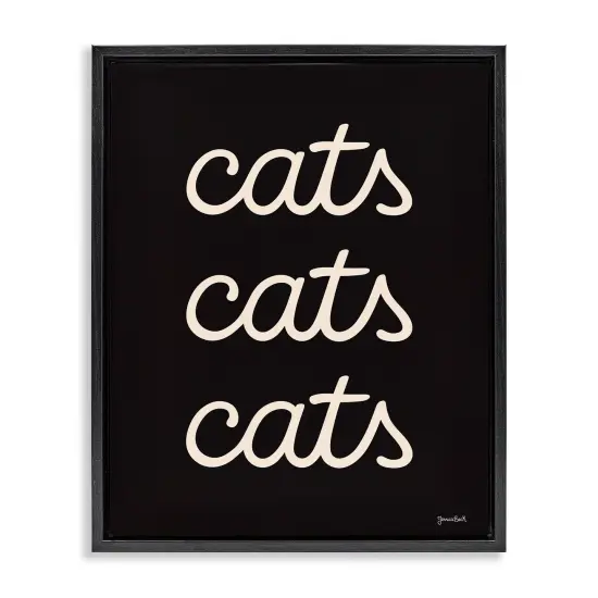 Stupell Industries Cats Repeating Typography Framed Floater Canvas Wall Art Design by Jessica Beck {1}