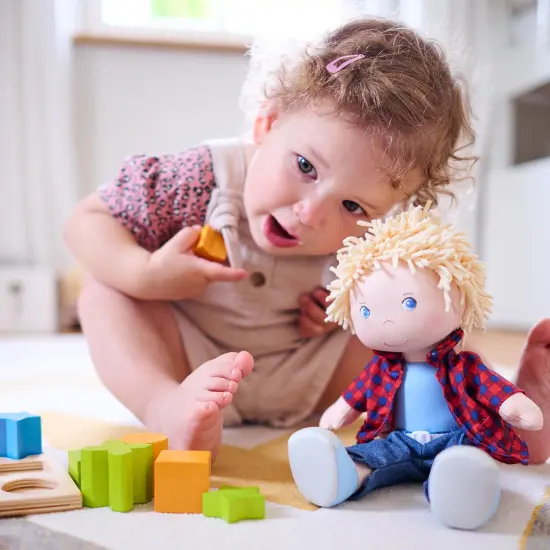 HABA Nick 12" Soft Doll - Baby Boy Doll with Blonde Hair and Blue Eyes (Machine Washable) Perfect Plush Toy for 18 Months & Up Multicolor {4}