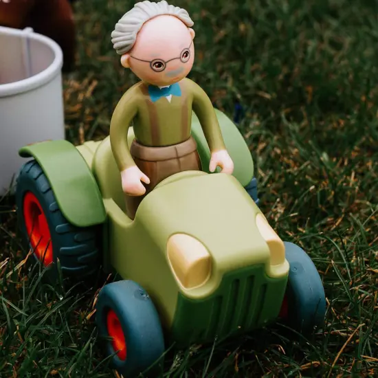 HABA Little Friends Tractor and Trailer - 2 Piece Farm Play Set with Movable Hatch Multicolor {4}