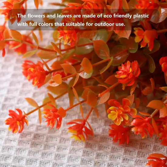 8 Bundles Artificial Fall Flowers Mums - Orange {3}