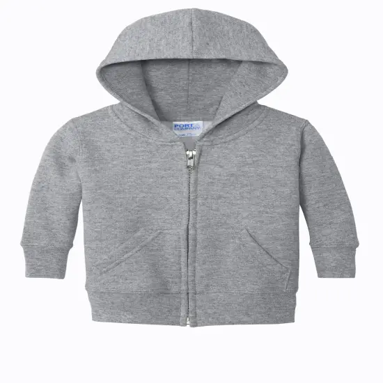 Port & Company&reg; Infant Core Fleece Full Zip Hooded Sweatshirt Athletic Heather {2}