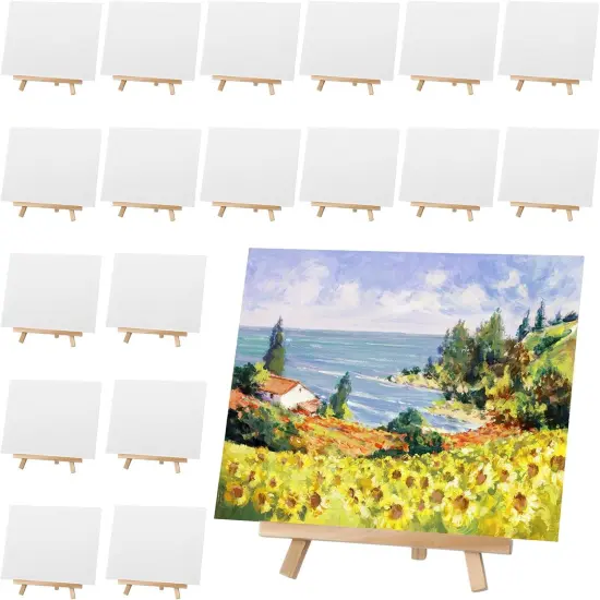 36 Pcs Mini Canvas and Easel Set for Painting {1}