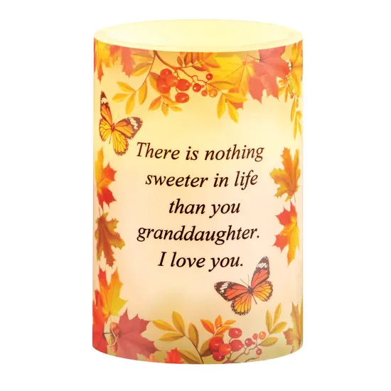 Collections Etc LED Lighted Autumn Floral Butterfly Granddaughter Flameless Candle {2}