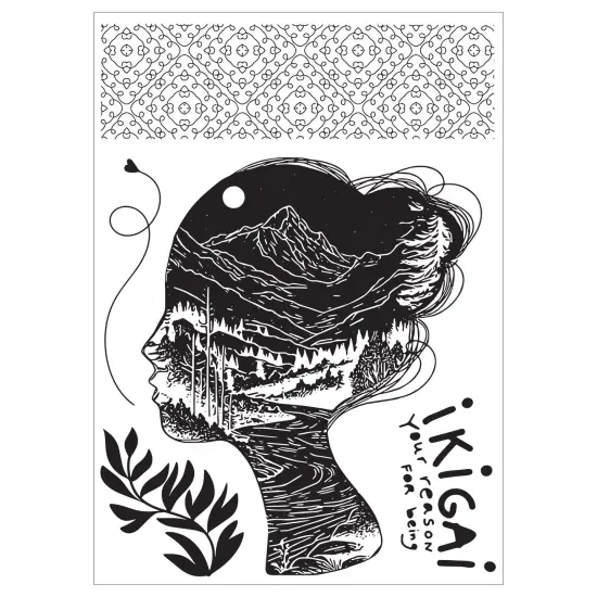 Sizzix Clear Stamp Set 5/Pkg W/Stencils 3/Pkg By Cat Kerr-Ikigai {3}