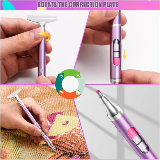 Diamond Art Painting Pen Refillable Wax, Diamond Paint Accessories Refillable Wax Pen Self-Stick Drill Pens with Metal Correction Plate for Art DIY Craft - B18 {5}