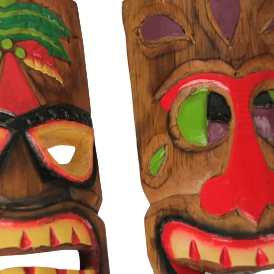 Hand Carved Wood Art Polynesian Party Hawaiian Tiki Masks 10 Piece Set 10 Inch {6}