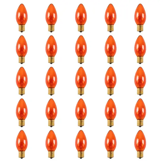 Northlight C9 Transparent Incandescent Christmas Replacement Bulbs - Orange - Pack of 25 {1}