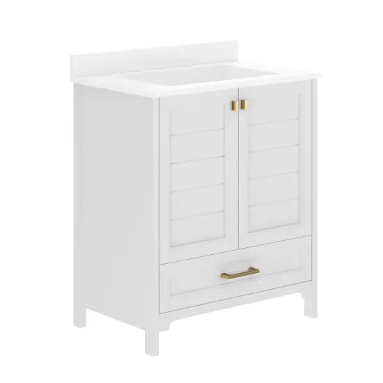 Merrick Lane Argos Single Sink Bathroom Vanity with Undermount Basin, Soft-Close Cabinet, Easy-Glide Drawer, and Carrara Marble Finish Countertop {2}
