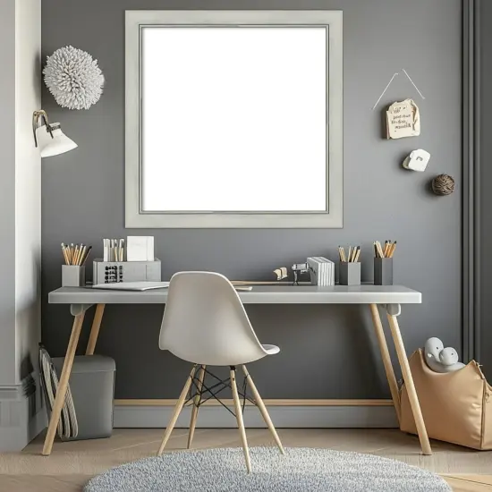 Flair Framed Dry Erase Magnetic Board Silver Patina {5}