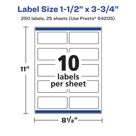 Avery Matte White Rectangle Labels, 1.5" x 3.75" {5}
