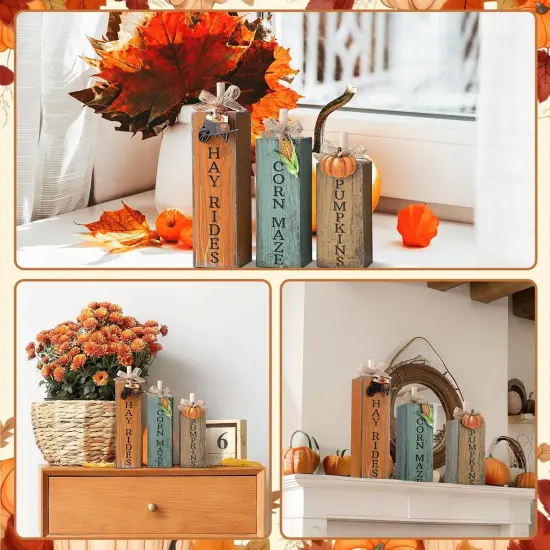 3 Pcs Fall Table Decor Thanksgiving Table Centerpiece {5}