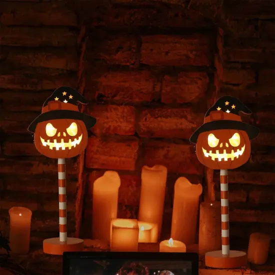 2pcs Standing Lighted Pumpkin Jack-o'-Lantern {2}