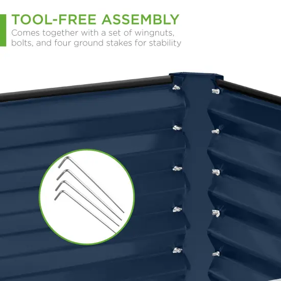 Best Choice Products 8x4x2ft Outdoor Metal Raised Garden Bed, Planter Box for Vegetables, Flowers, Herbs Navy {5}