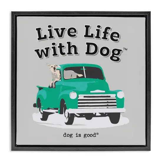 Stupell Industries Dog in Pickup Truck Framed Floater Canvas Wall Art Design by Dog Is Good {1}