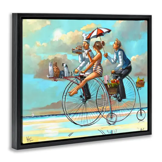 Stupell Industries Woman & Butler Bicycle Ride Floating Frame Design by Ronald West {3}