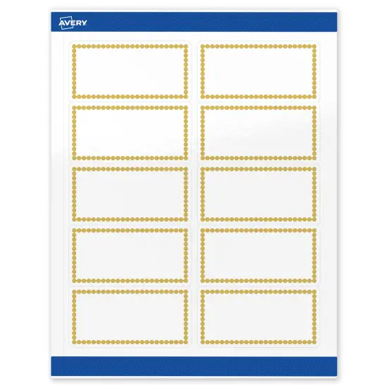 Avery Printable Rectangle Labels, Gold Beads, 2" x 4", Glossy White Rectangle Labels, Permanent, Laser/Inkjet, 100ct, Great for Product Labels {1}