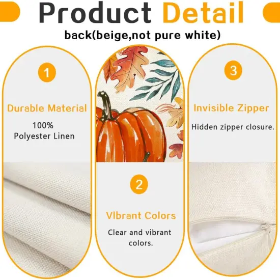 Pack of 2 Fall Orange Pumpkin Pillow Covers 20x20 {3}