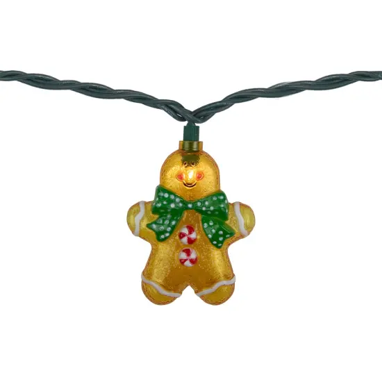 Northlight Gingerbread Man with Bowties Christmas Light Set - Clear - 7.5' Green Wire - 10ct Orange {7}