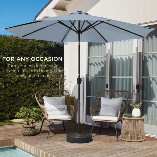 Best Choice Products 10ft Outdoor Steel Market Patio Umbrella w/ Crank, Tilt Push Button, 6 Ribs Breeze Blue {3}
