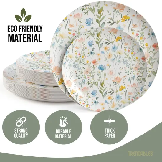 Earthtrends Heavy Duty Paper Plates for parties &ndash; Includes 8-Inch Paper Dessert Plates and 10-Inch Paper Dinner Plates &ndash; Disposable Floral Paper Plates for Parties, Weddings, Events, BBQs, Birthdays, Catering, Holidays &ndash; Elegant Tableware Set Fleur {3}