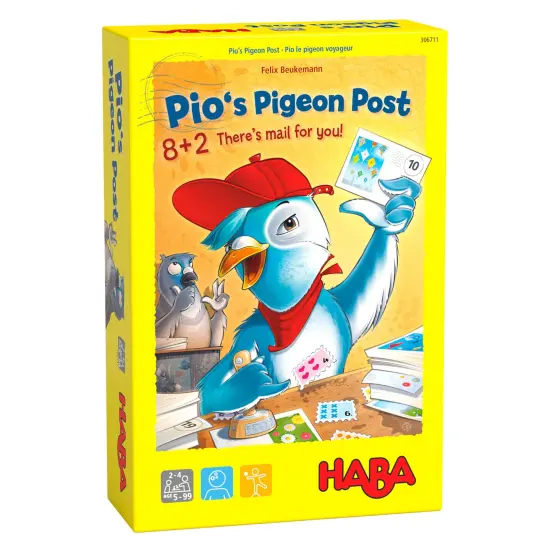 HABA Pio's Pigeon Post Board Game for Kids 5 & Up, A Fun Arithmetic Family Game and Stem Toy with Postcards and Mail Multicolor {1}