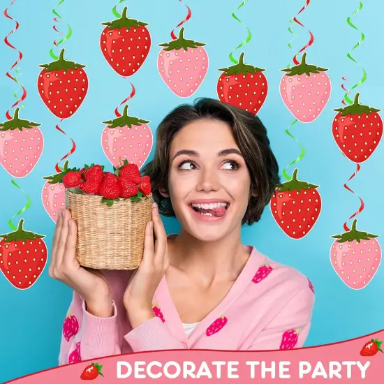 36 Pcs Summer Strawberry Decor Berry First Birthday Decor Hanging Swirl Banner for Strawberry Party Decorations Baby Shower Party Supplies {5}