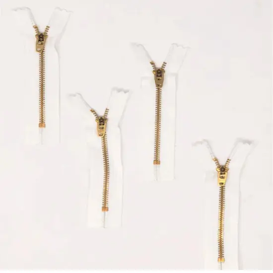 White Brass Jean Zipper 4.5MM Closed Bottom 4 to 9 Inch {1}