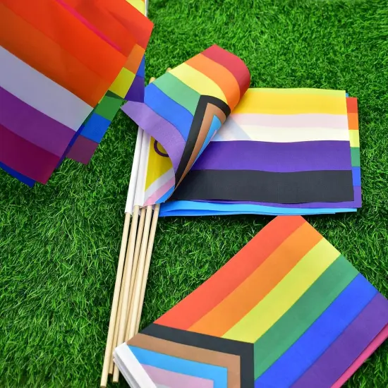 Pride Rainbow Small Stick Flag All Mini Hand Held LGBTQ Flags,20 Pack,5x8 Inch {4}