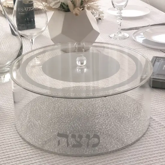 Lucite Matzah Box Silver Classic Design {3}