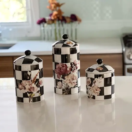 Chic Checkered Porcelain Cookie Jars {1}