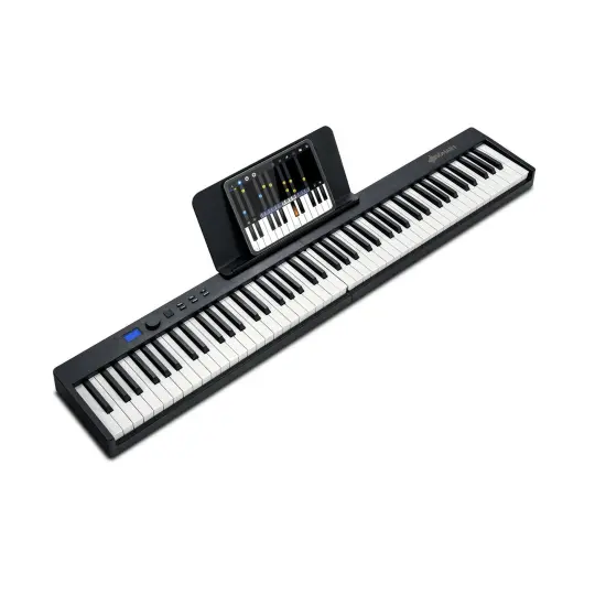 88-Key Foldable Portable Digital Piano with Rechargeable Battery and Blue-tooth MIDI Black {8}