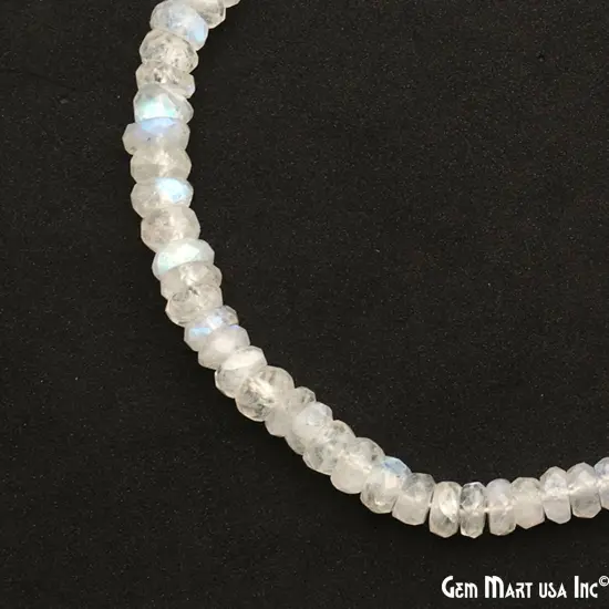 Rainbow Moonstone Rondelle Beads, 12.5 Inch Gemstone Strands, Drilled Strung Nugget Beads, Faceted Round, 3-4mm {5}